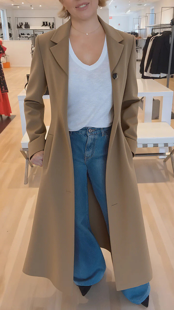 Women's Leopard Print Lapel Trench Coat