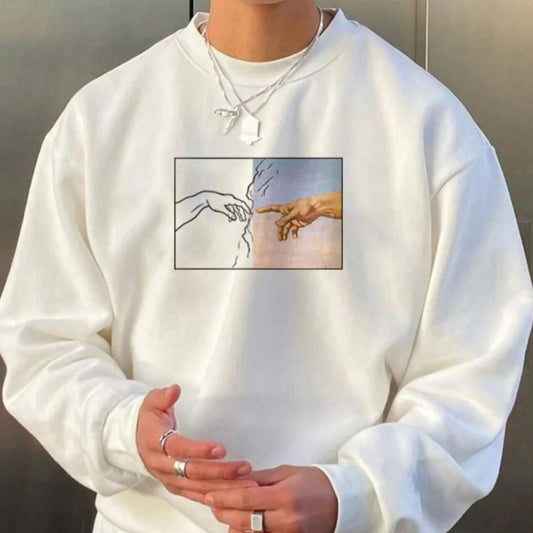 Men's Street Style Hand-Printed Sweatshirt | Urban Graphic Pullover