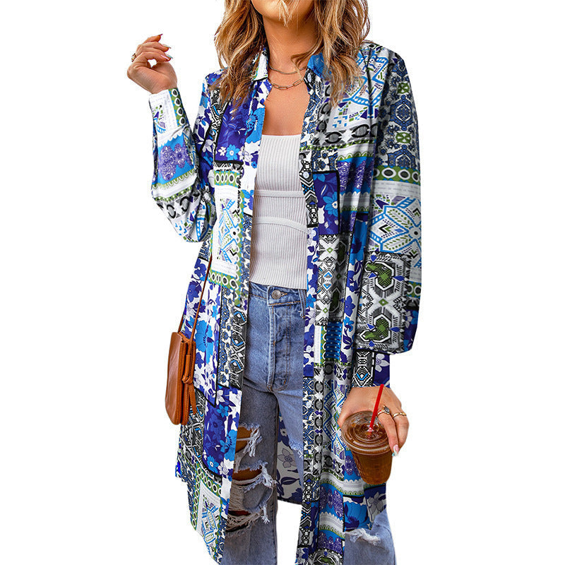 Women's Loose Bohemian Button-Up Shirt