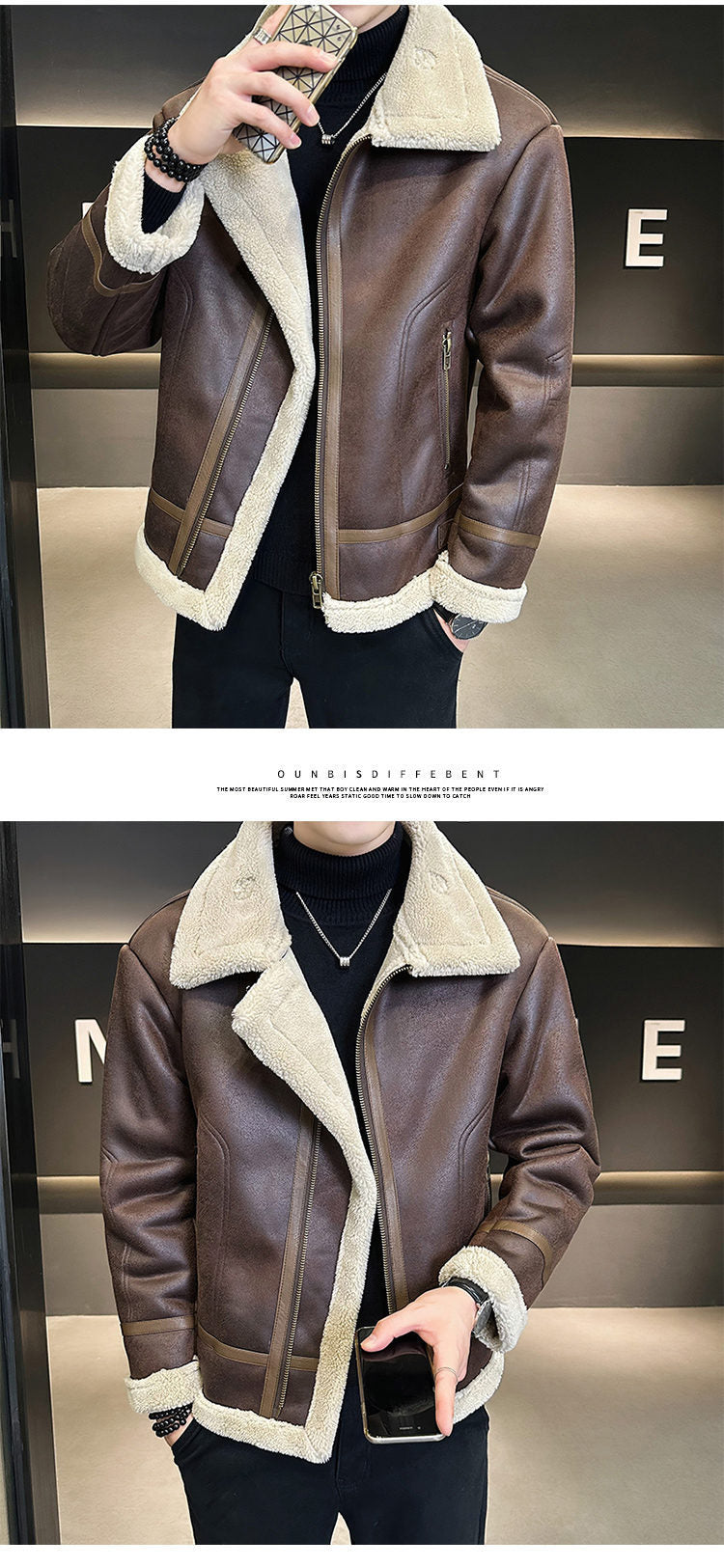 Men's Biker Jacket | Fur-Integrated, Fleece-Lined Thickened Leather Coat
