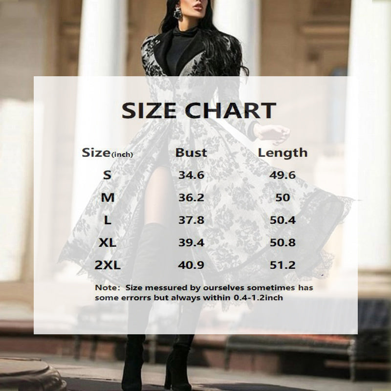 Women's Vintage Floral Print Long Trench Coat