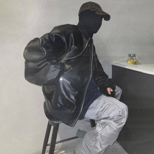 Men's Heavy Industry Vintage Leather Flight Jacket | Baggy Fit Bomber Coat