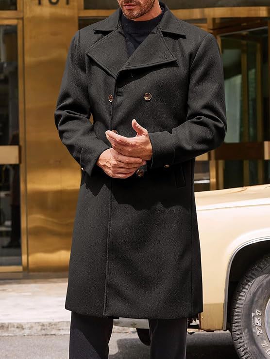 Premium Men's Thickened Wool Blend Topcoat | Double-Breasted Trench Style