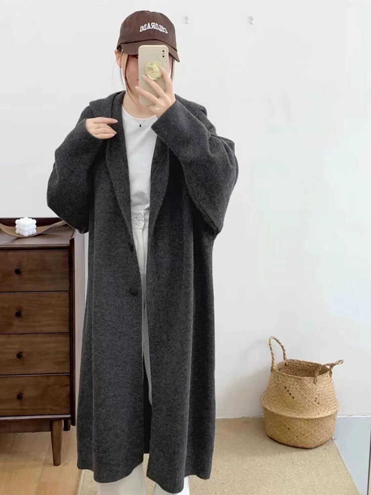 Women's Over-the-Knee Knit Cardigan Coat