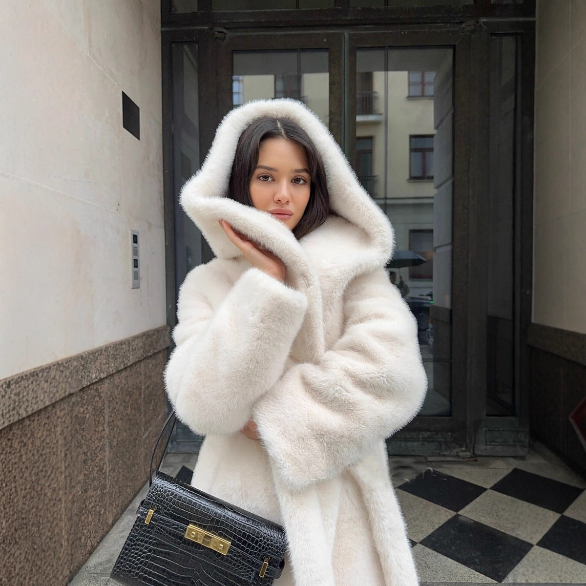 Hooded Maxi Coat for Women