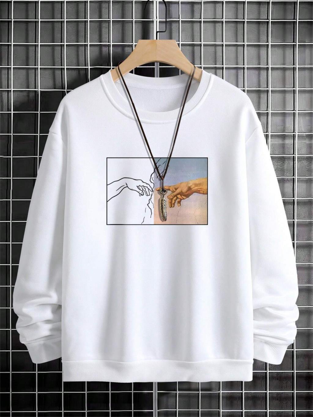 Men's Street Style Hand-Printed Sweatshirt | Urban Graphic Pullover