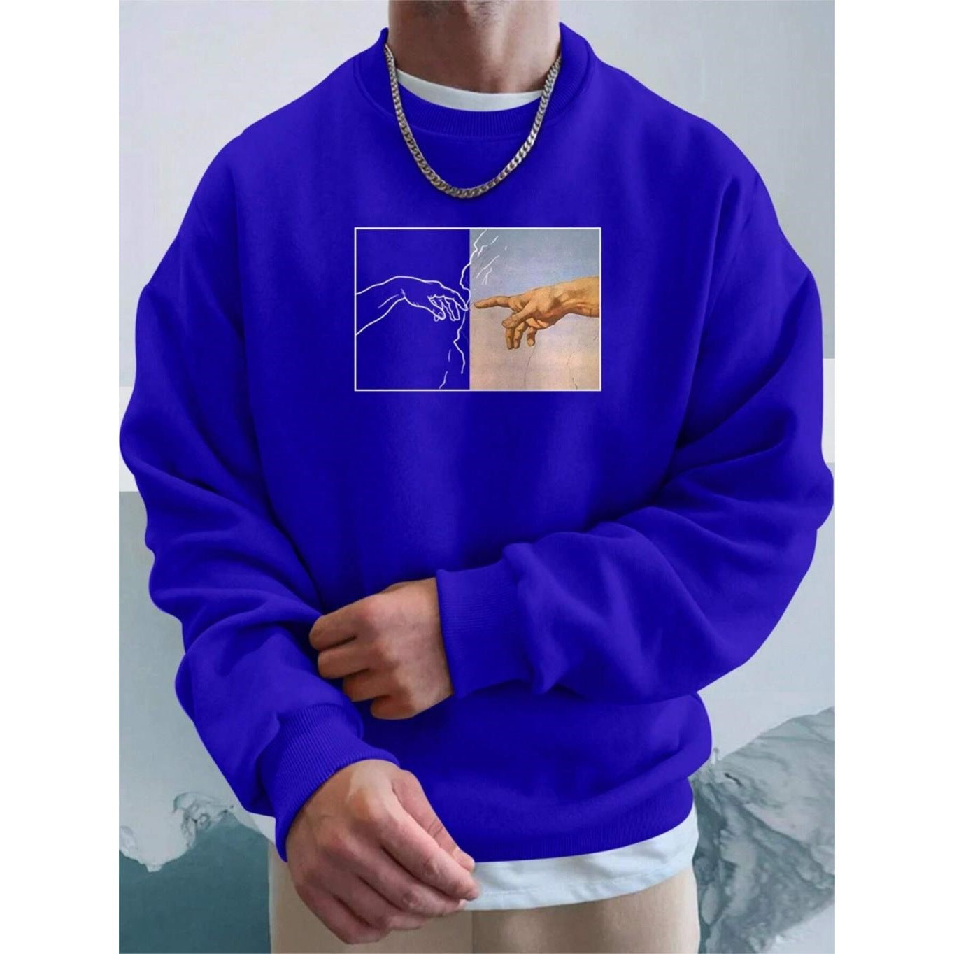 Men's Street Style Hand-Printed Sweatshirt | Urban Graphic Pullover