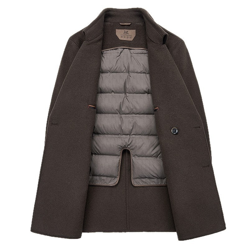 Premium Men's Wool Blend Topcoat | Mid-Length Double-Sided Suit Collar