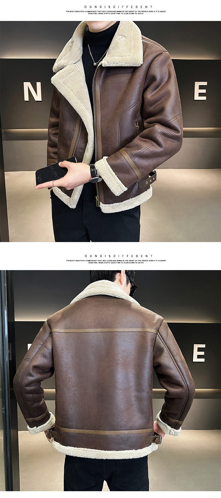 Men's Biker Jacket | Fur-Integrated, Fleece-Lined Thickened Leather Coat