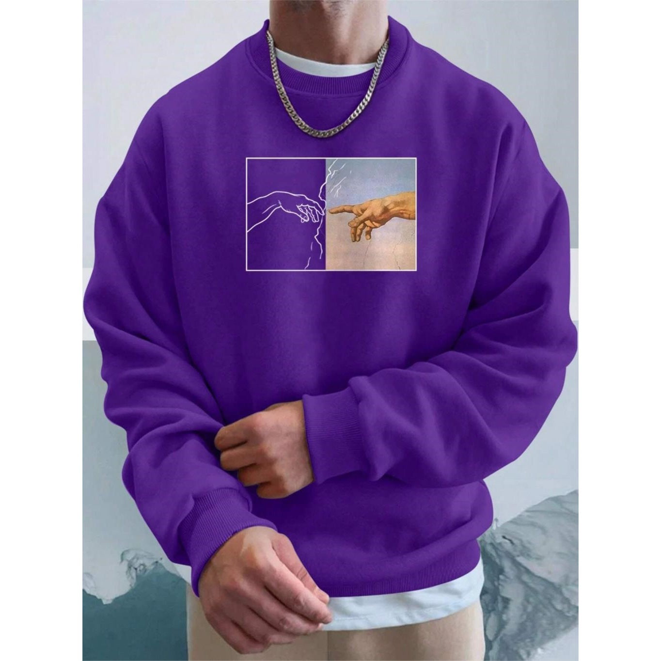 Men's Street Style Hand-Printed Sweatshirt | Urban Graphic Pullover