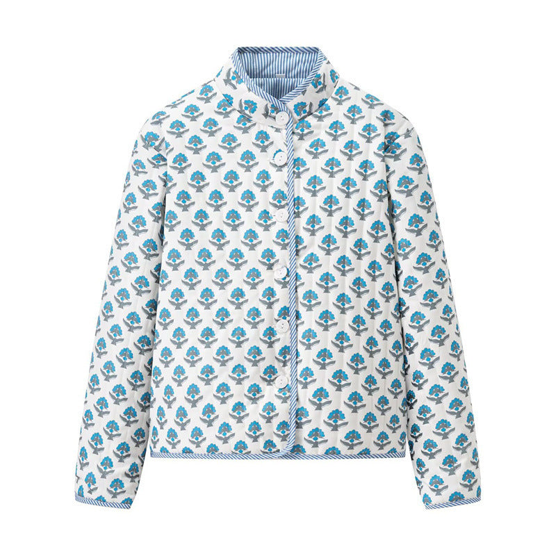 Cotton Reversible Coat with Stand Collar