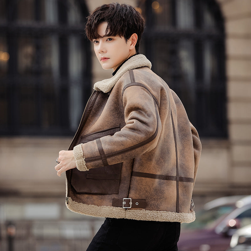 Men's Casual Leather and Fur Coat | Warm Winter Outerwear Jacket