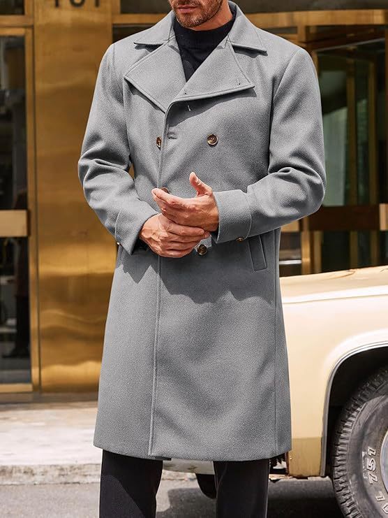 Premium Men's Thickened Wool Blend Topcoat | Double-Breasted Trench Style