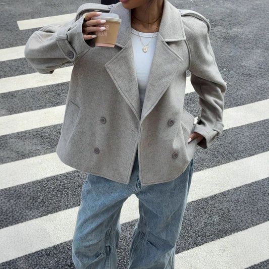 Elegant Woolen Coat with Double Buttons