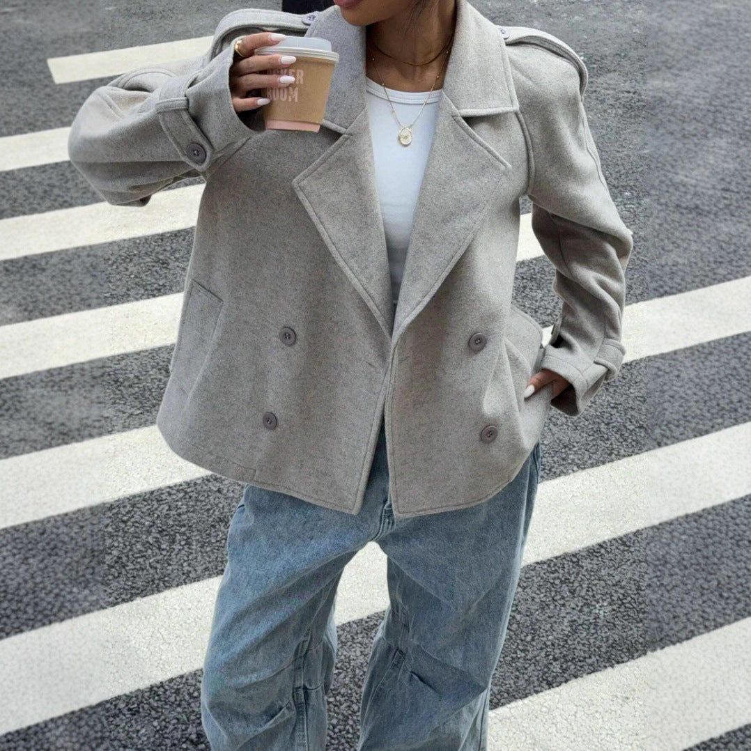 Elegant Woolen Coat with Double Buttons