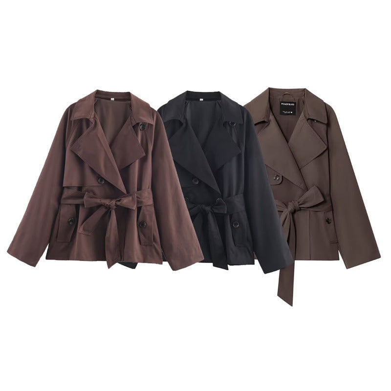Short Loose-Fitting Trench Coat for Women