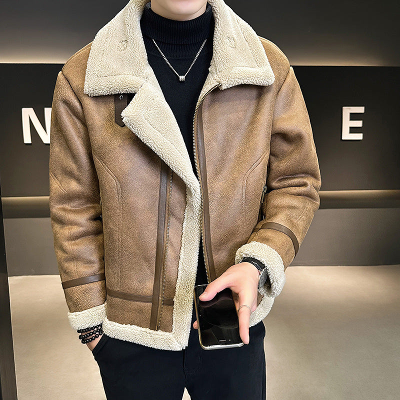 Men's Biker Jacket | Fur-Integrated, Fleece-Lined Thickened Leather Coat