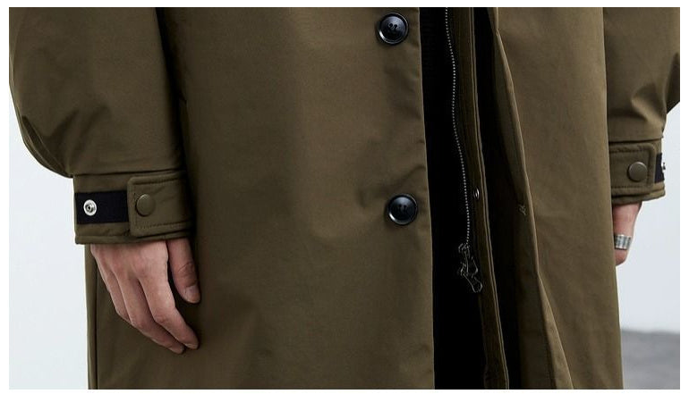 Men's Casual Mid-Length Faux Two-Piece Coat | Hooded Trench Jacket