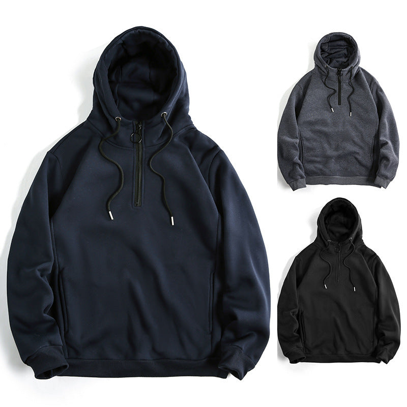 Basic Men's Loose Casual Pullover | Solid Color Soft Hoodie