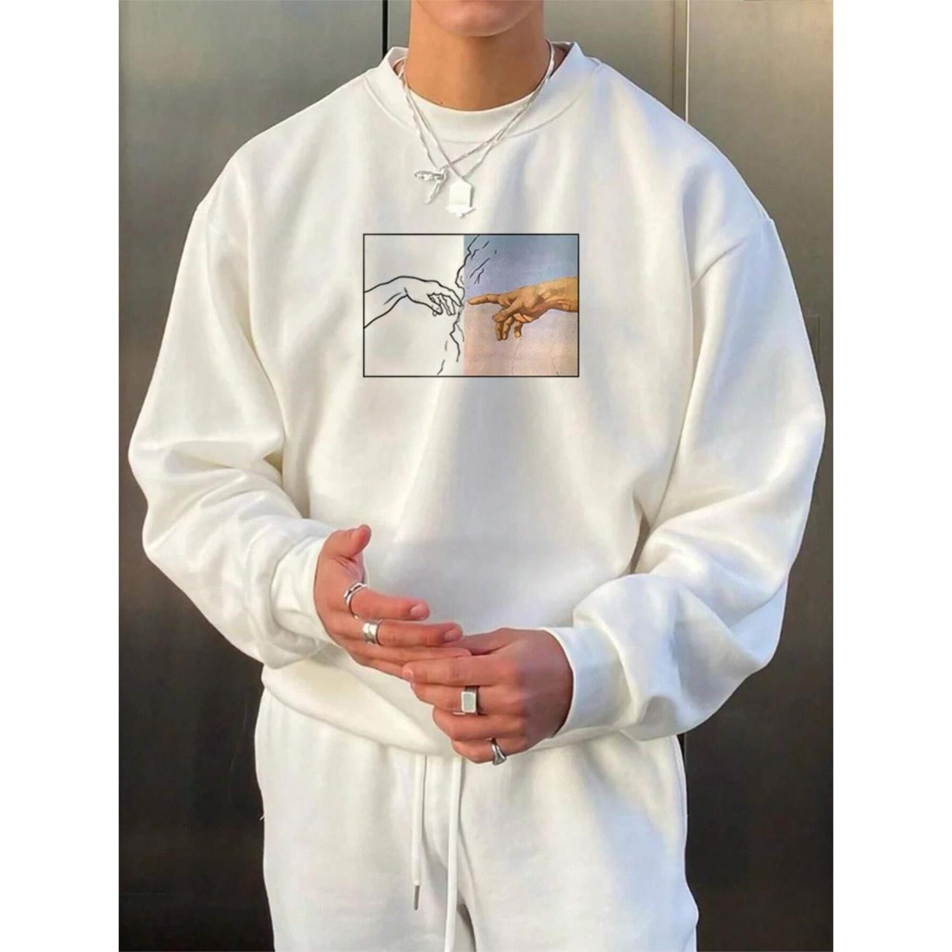 Men's Street Style Hand-Printed Sweatshirt | Urban Graphic Pullover