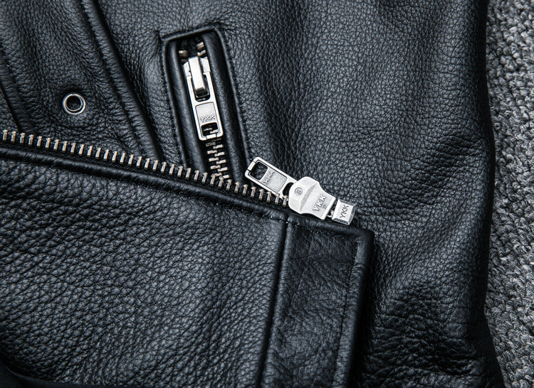 Men's Pure Cowhide Biker's Leather Jacket | Genuine Motorcycle Rider Coat