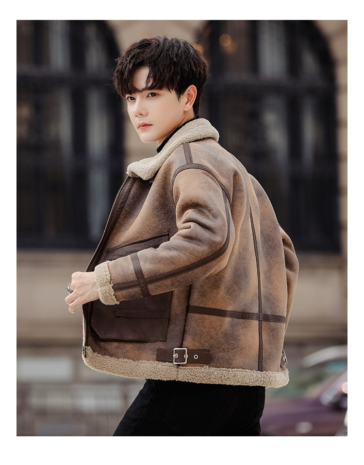 Men's Casual Leather and Fur Coat | Warm Winter Outerwear Jacket