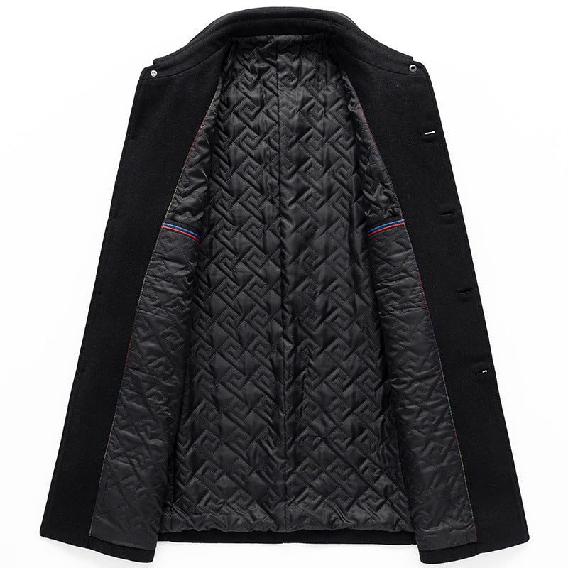 Men's New Mid-Length Woolen Coat | Lapel Collar Casual Winter Jacket