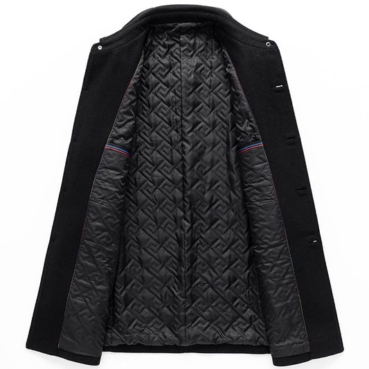 Men's New Mid-Length Woolen Coat | Lapel Collar Casual Winter Jacket