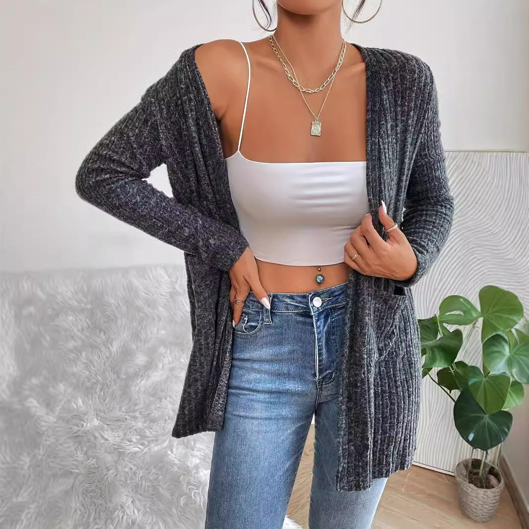 Long Sleeve Knit Sweater Coat with Pockets