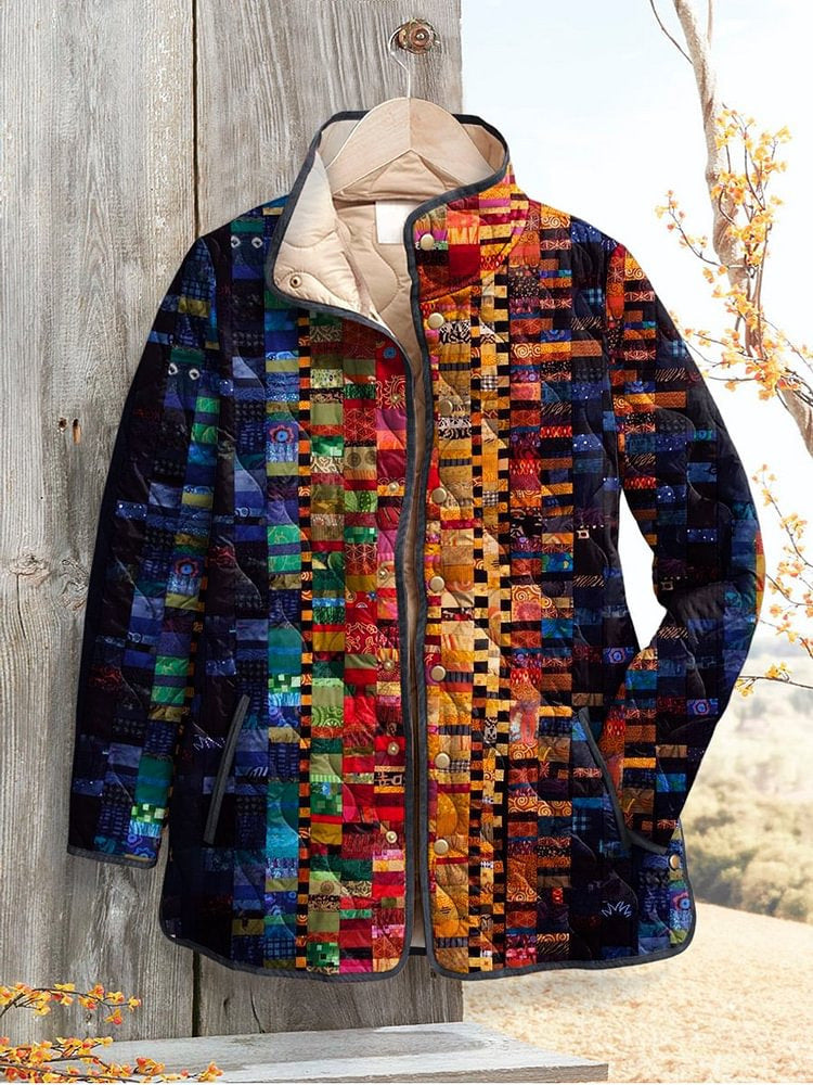 Fashion Cotton-Padded Floral Print Coat