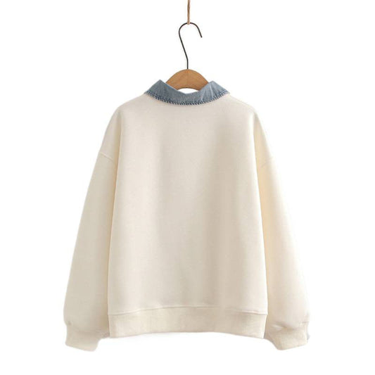 Trendy Polo Collar Stitching Pullover Sweater