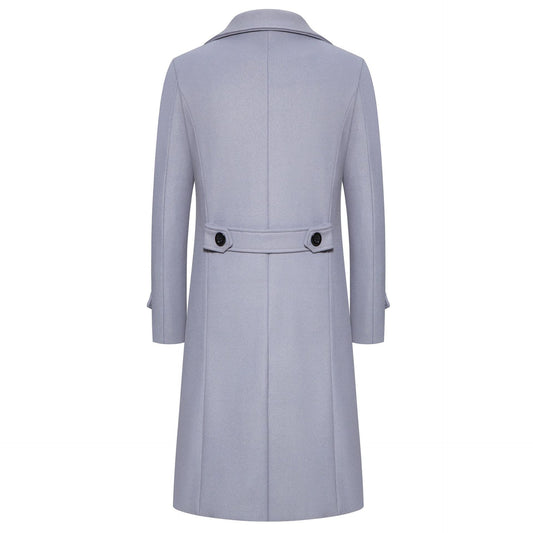 Men's Long Double-Breasted Woolen Trench Coat | Warm Autumn/Winter Overcoat