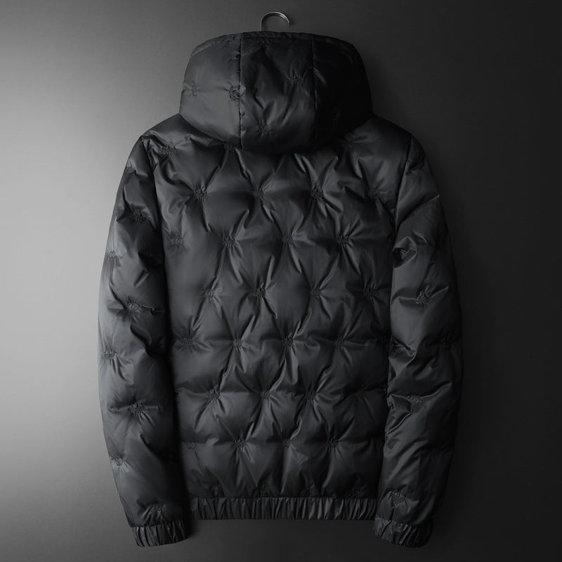 Warm Winter Plus Size Men's Coat | Embroidered Hooded Casual Down Puffer