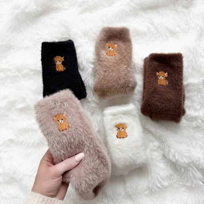 Fuzzy Highland Cow Socks