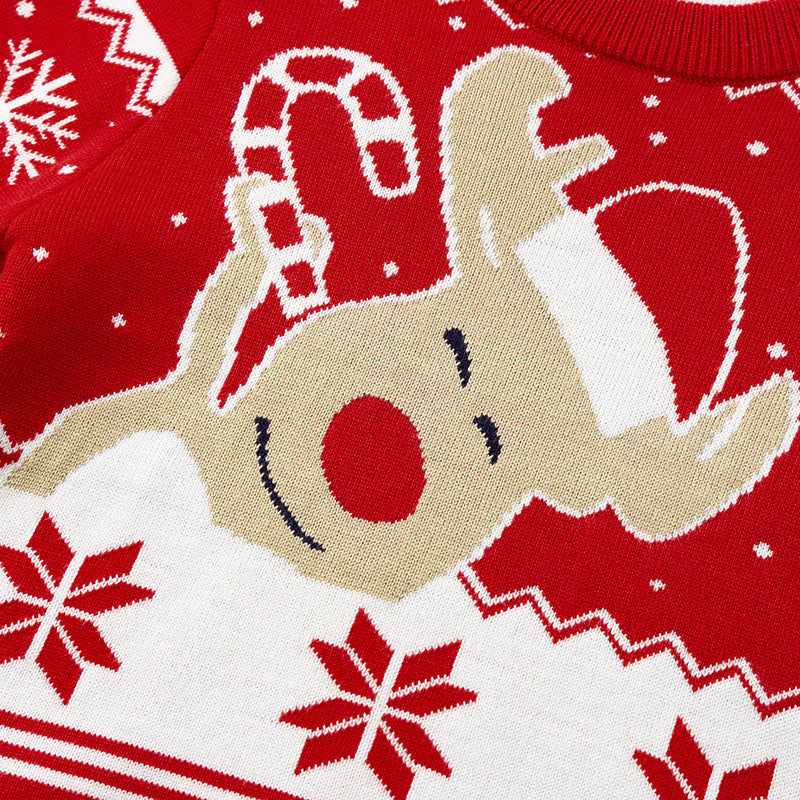 Cartoon Elk Jacquard Pullover Sweater
