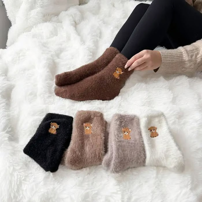 Fuzzy Highland Cow Socks