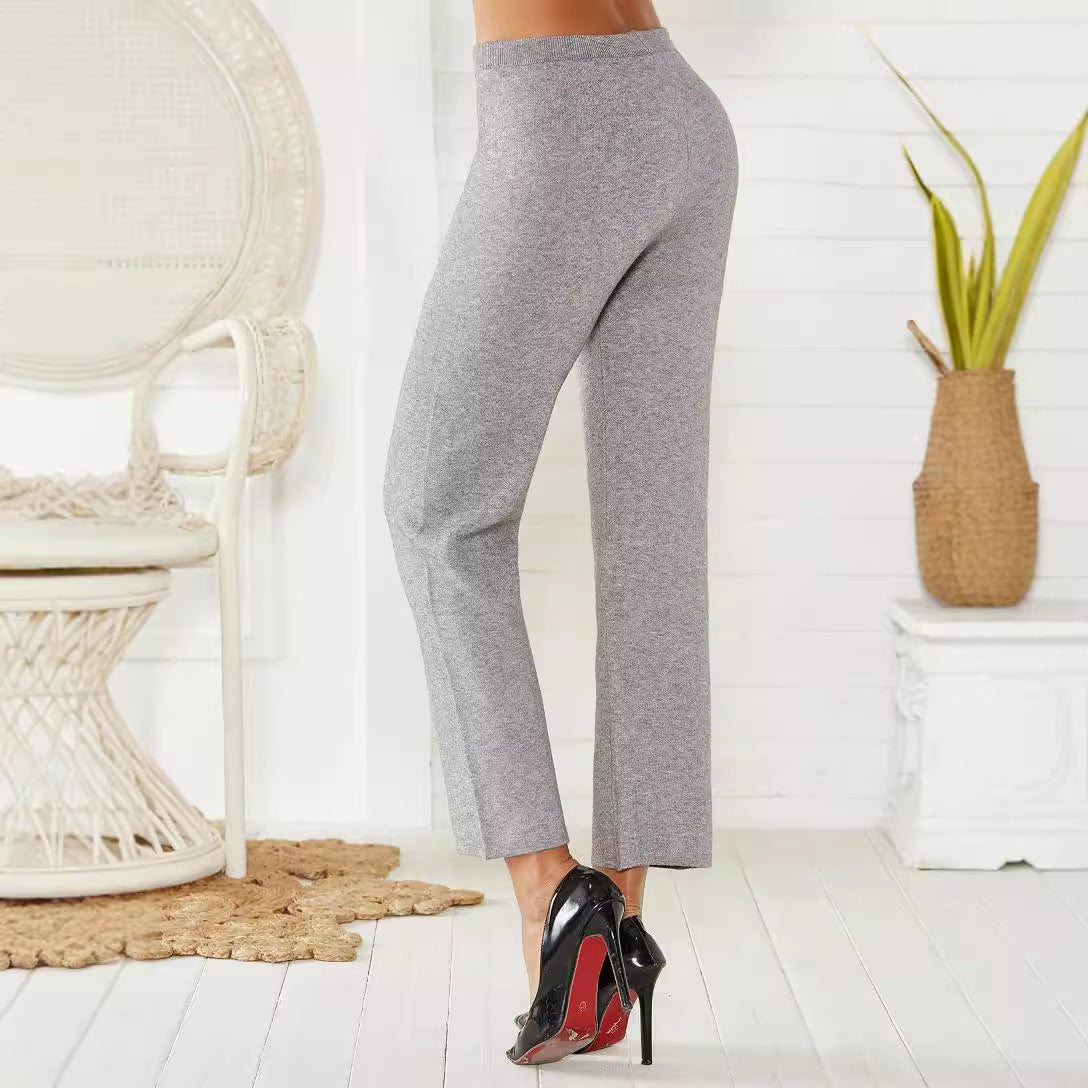 Warm & Slim Fit Mid-Waist Stretch Pants