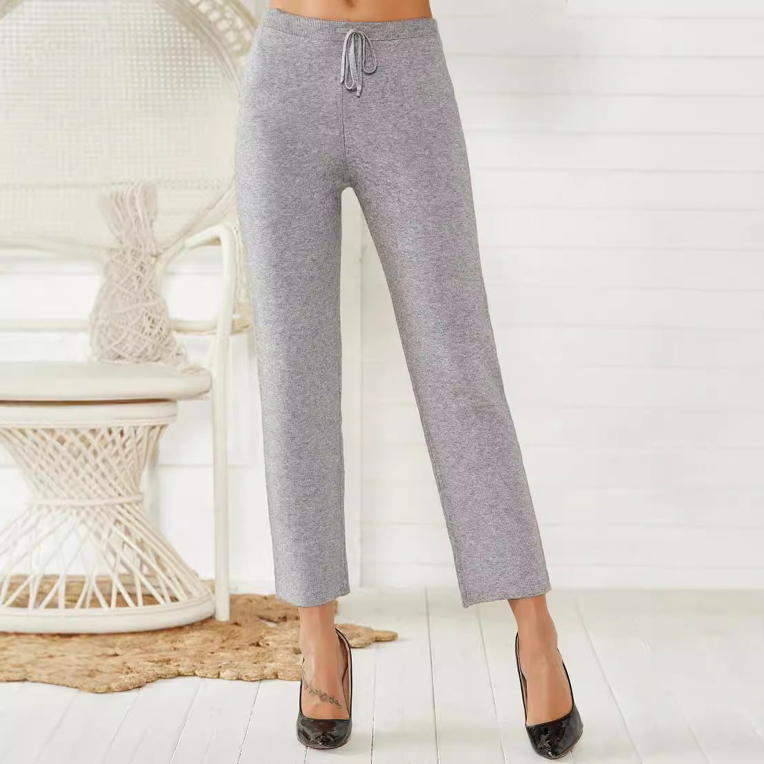 Warm & Slim Fit Mid-Waist Stretch Pants