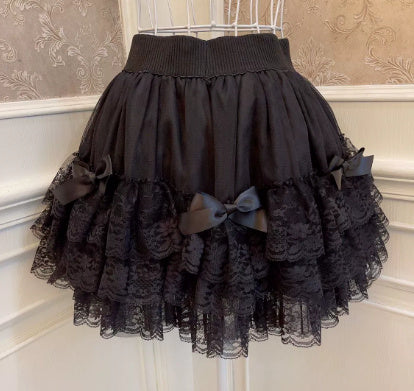 Princess Bowknot Lace All-Match Base Skirt