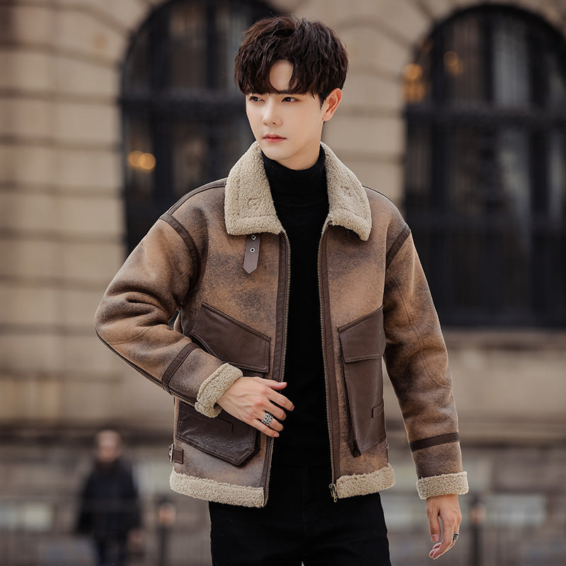 Men's Casual Leather and Fur Coat | Warm Winter Outerwear Jacket