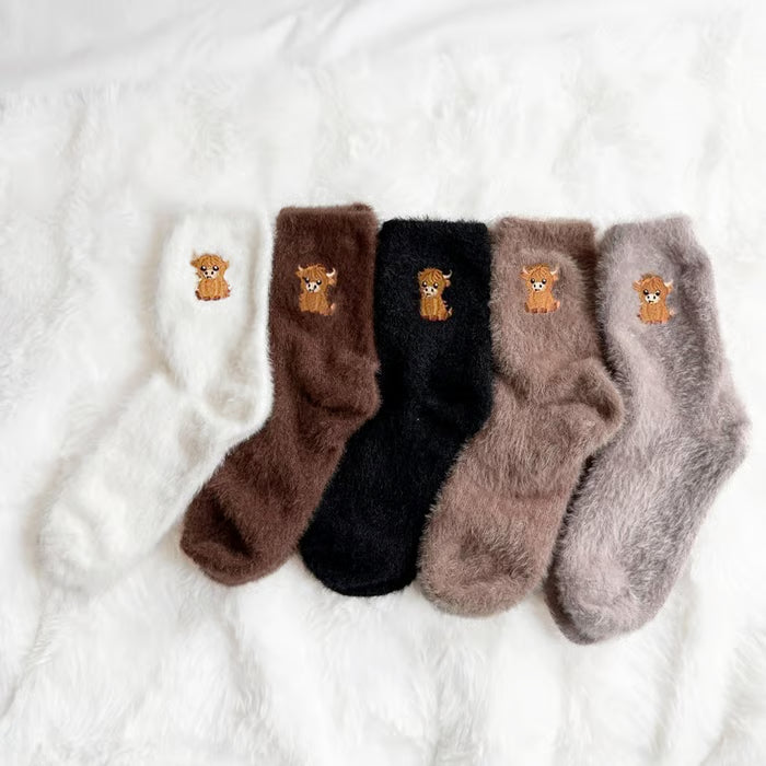 Fuzzy Highland Cow Socks
