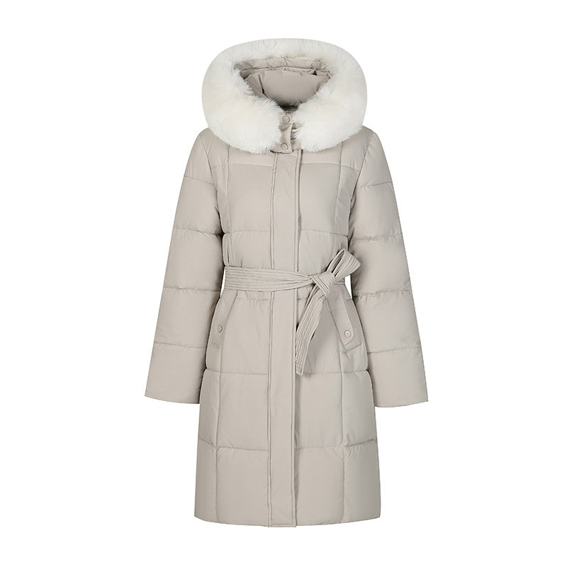 Korean Style Loose Down Jacket with Big Fur Trim