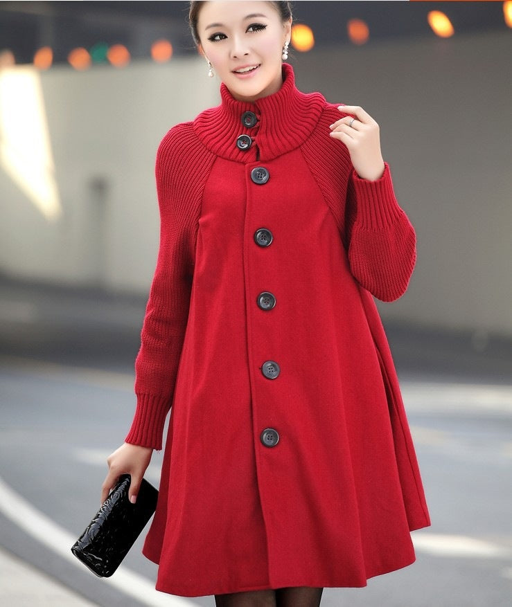 Cloak-Style Wool Blend Maxi Coat