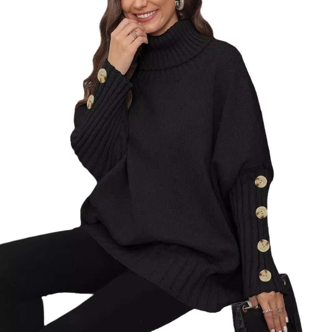 Women's Turtleneck Lapel Knit Pullover