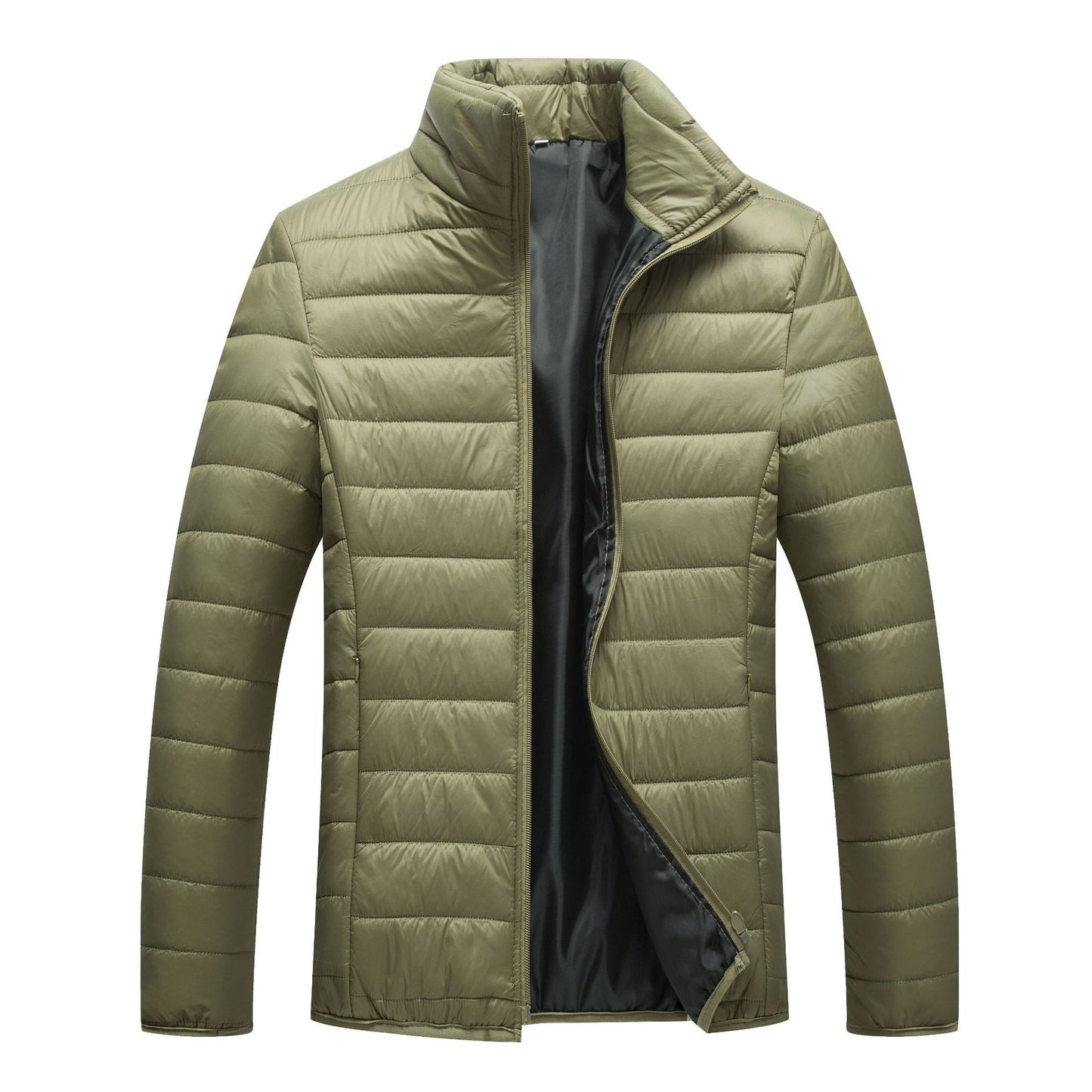 Warm Candy Color Cotton Padded Jacket | Men's Casual Zip-Up Hooded Coat