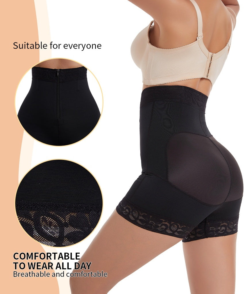 Women’s Faja Body Shaper Shorts – Tummy Control & Hip Lift with Zipper