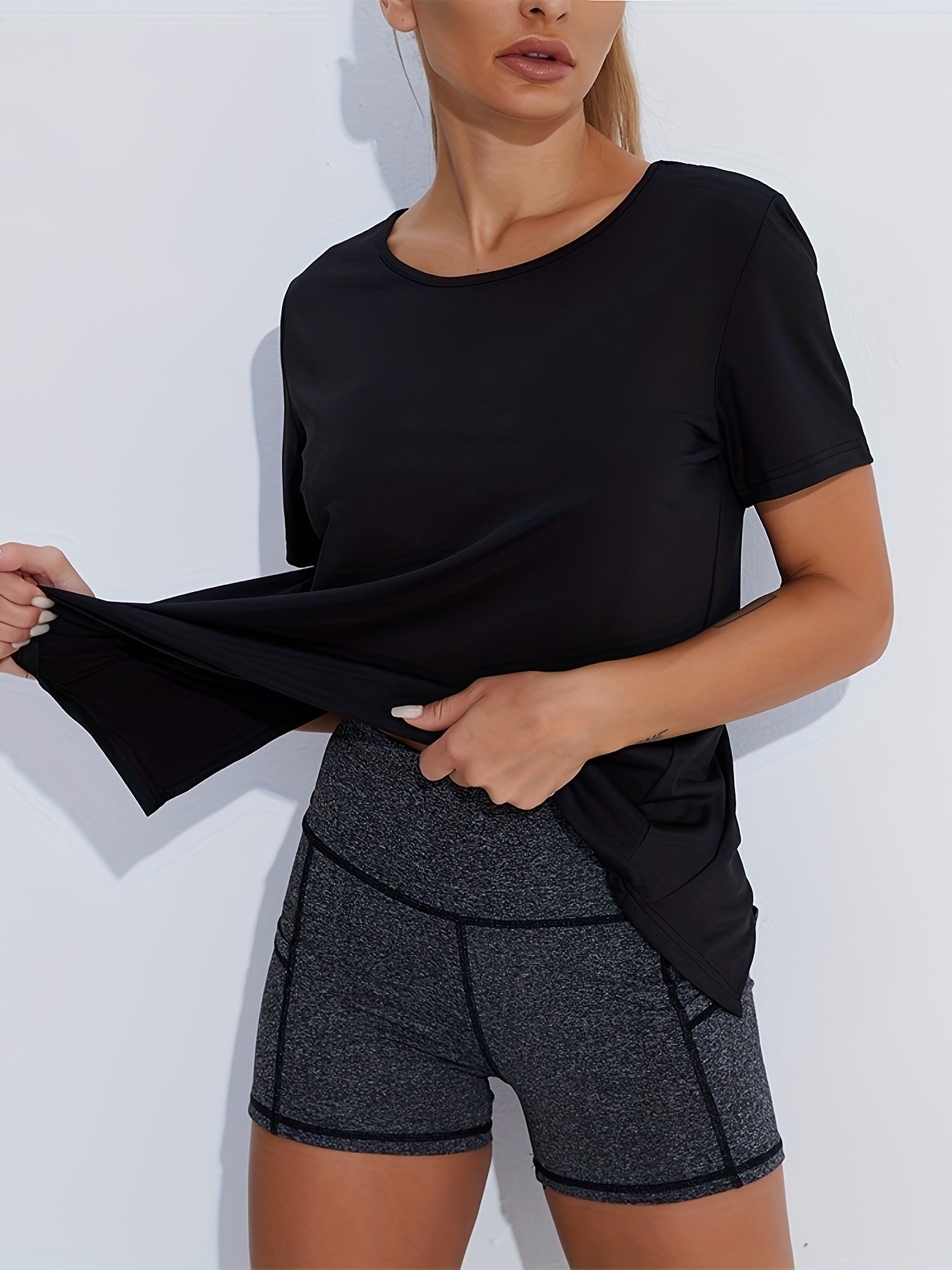 2-Pack  Women Quick-Dry Tees Seamless  Honeycomb Ventilation Yoga Running Gym