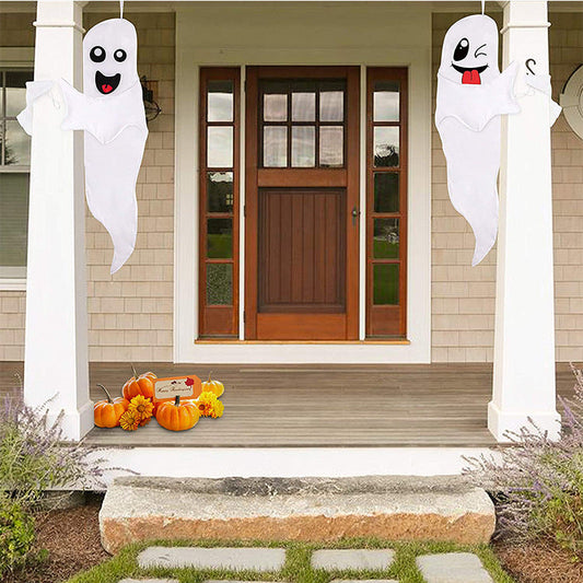 Halloween Ghost Flag | White Spooky Scene Decoration