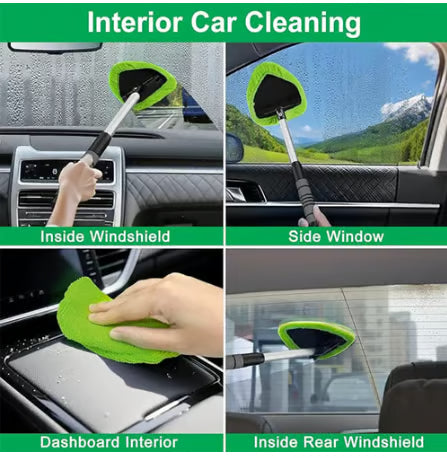 Microfiber Car Windshield Cleaning Tool with Extendable Handle