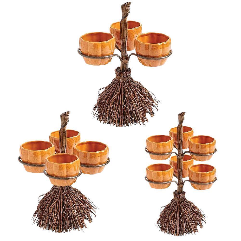 Halloween Pumpkin Snack Bowl | Broom Rack Party Decoration & Home Decor